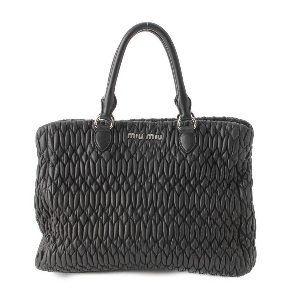 Miu Miu Nappa Crystal Leather Handbag Black